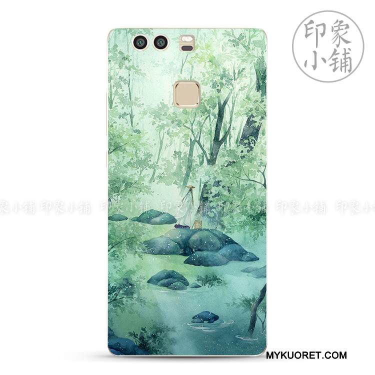 Kuori Huawei P9 Plus Vuosikerta Sininen Taide, Kotelo Huawei P9 Plus Pehmeä Neste Yksinkertainen Kustannukset