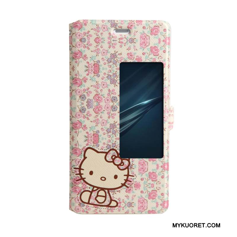 Kuori Huawei P9 Sarjakuva Puhelimen Kuoret Trendi, Kotelo Huawei P9 Suojaus Violetti Avaa Ikkuna