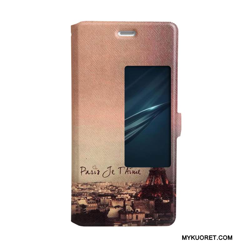 Kuori Huawei P9 Sarjakuva Puhelimen Kuoret Trendi, Kotelo Huawei P9 Suojaus Violetti Avaa Ikkuna