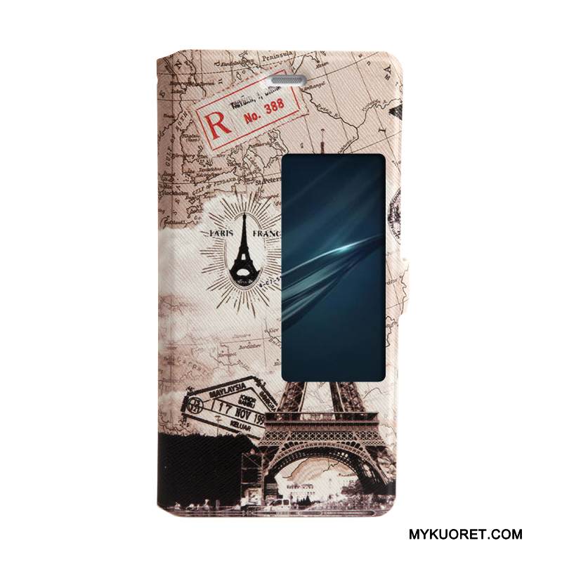 Kuori Huawei P9 Sarjakuva Puhelimen Kuoret Trendi, Kotelo Huawei P9 Suojaus Violetti Avaa Ikkuna