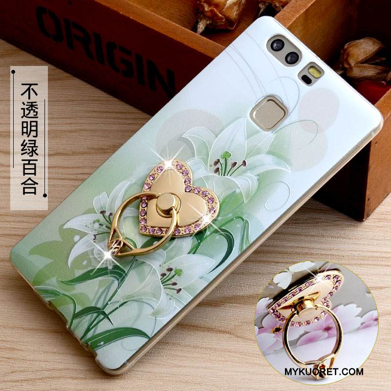 Kuori Huawei P9 Silikoni Rengas Puhelimen Kuoret, Kotelo Huawei P9 Pehmeä Neste Niitti Sininen