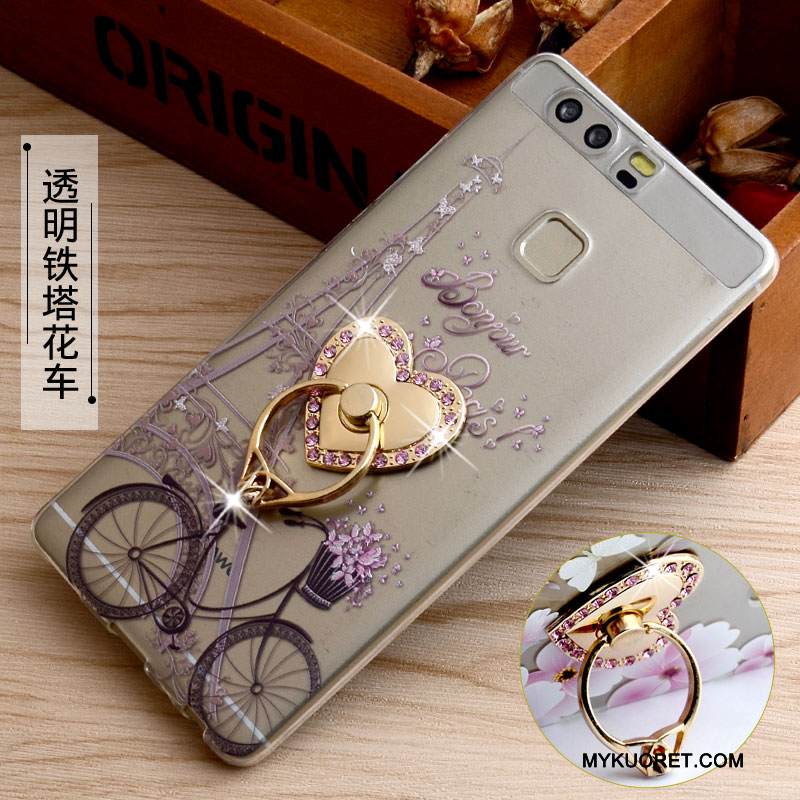 Kuori Huawei P9 Silikoni Rengas Puhelimen Kuoret, Kotelo Huawei P9 Pehmeä Neste Niitti Sininen