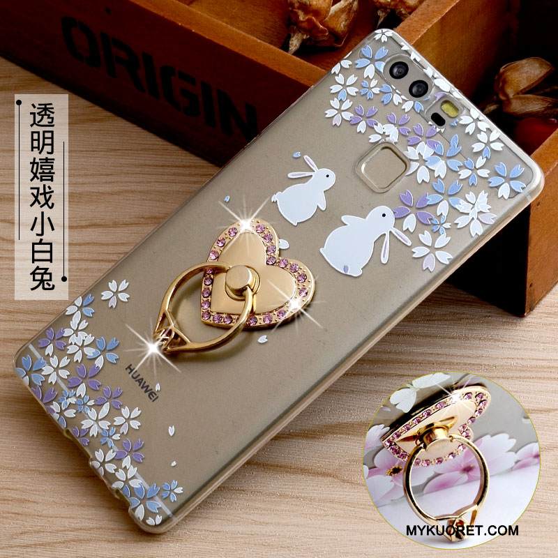 Kuori Huawei P9 Silikoni Rengas Puhelimen Kuoret, Kotelo Huawei P9 Pehmeä Neste Niitti Sininen