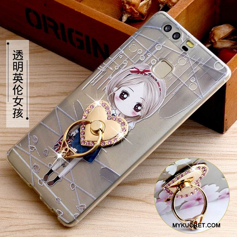 Kuori Huawei P9 Silikoni Rengas Puhelimen Kuoret, Kotelo Huawei P9 Pehmeä Neste Niitti Sininen