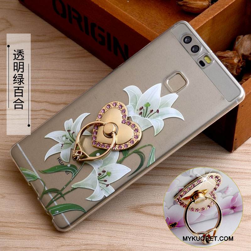 Kuori Huawei P9 Silikoni Rengas Puhelimen Kuoret, Kotelo Huawei P9 Pehmeä Neste Niitti Sininen