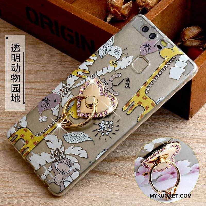 Kuori Huawei P9 Silikoni Rengas Puhelimen Kuoret, Kotelo Huawei P9 Pehmeä Neste Niitti Sininen