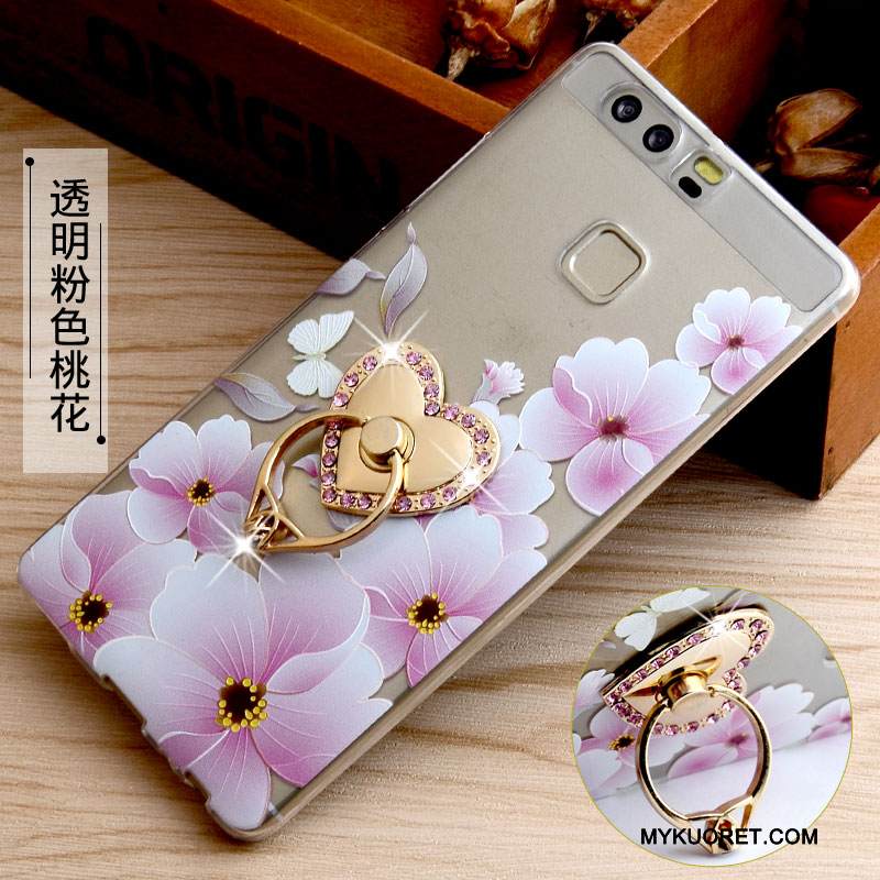 Kuori Huawei P9 Silikoni Rengas Puhelimen Kuoret, Kotelo Huawei P9 Pehmeä Neste Niitti Sininen