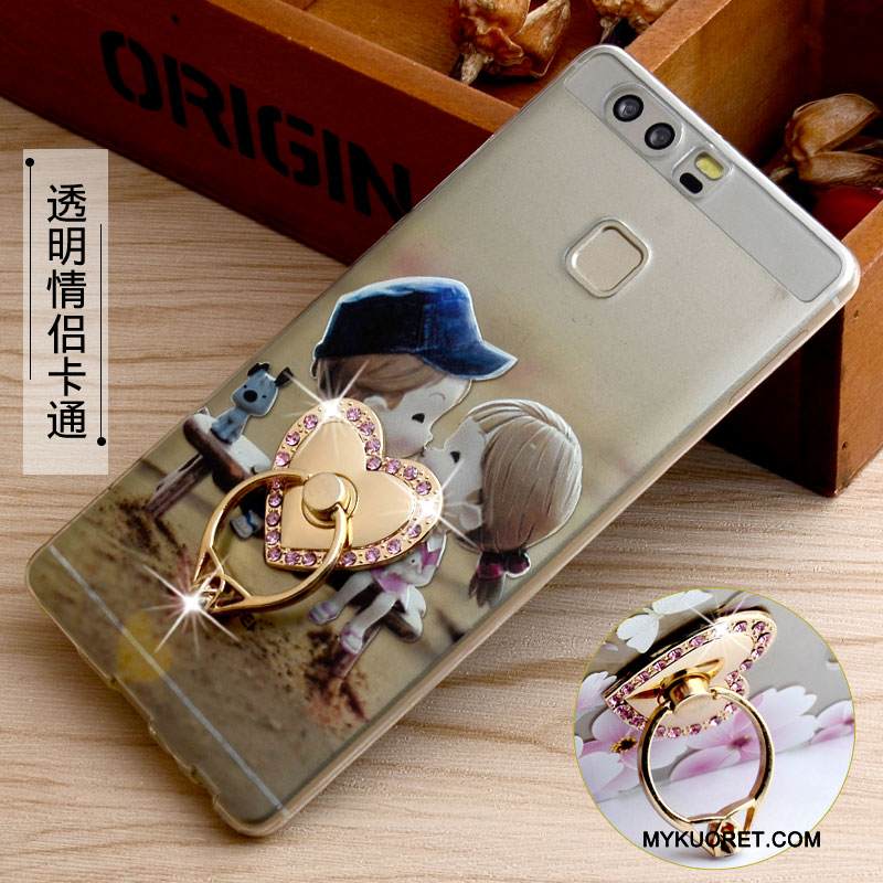 Kuori Huawei P9 Silikoni Rengas Puhelimen Kuoret, Kotelo Huawei P9 Pehmeä Neste Niitti Sininen