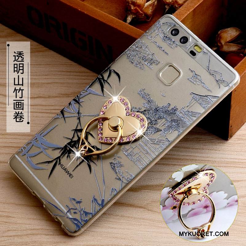 Kuori Huawei P9 Silikoni Rengas Puhelimen Kuoret, Kotelo Huawei P9 Pehmeä Neste Niitti Sininen