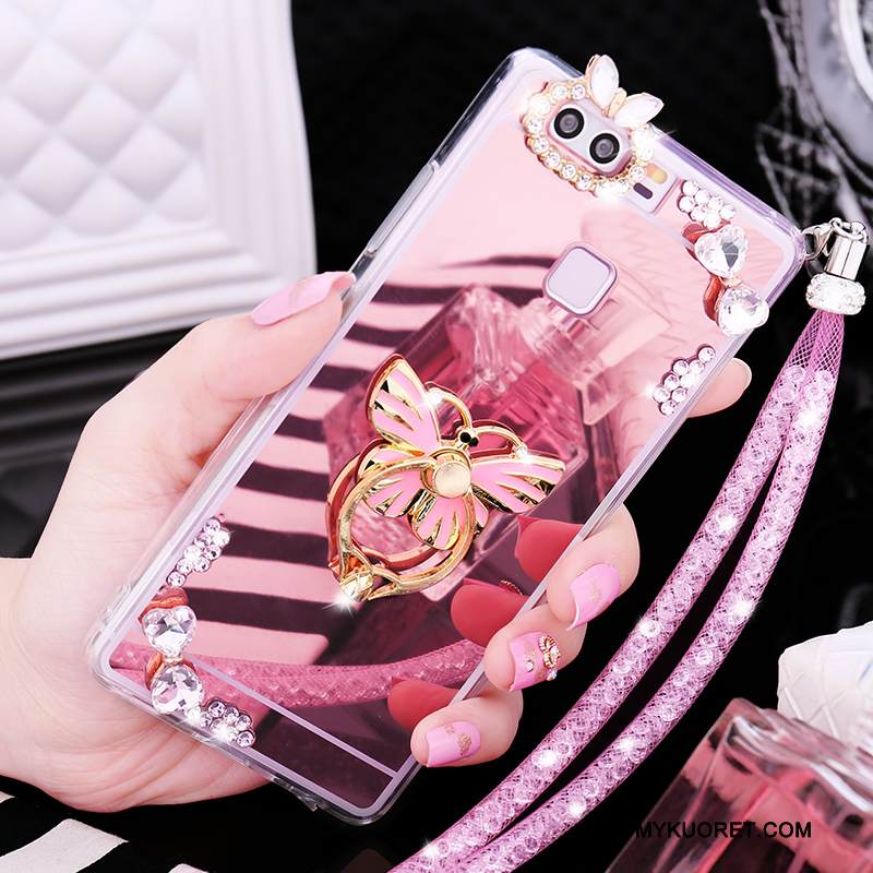 Kuori Huawei P9 Strassi Kulta Ripustettavat Koristeet, Kotelo Huawei P9 Pehmeä Neste Puhelimen Kuoret Murtumaton