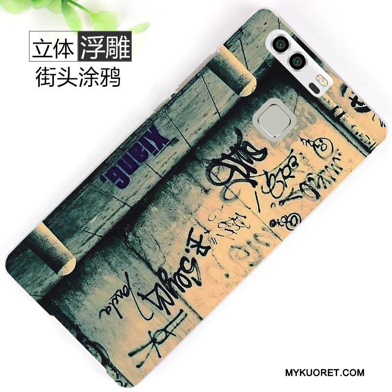 Kuori Huawei P9 Suojaus Puhelimen Kuoret Keltainen, Kotelo Huawei P9 Maalaus Pesty Suede Tide-brändi