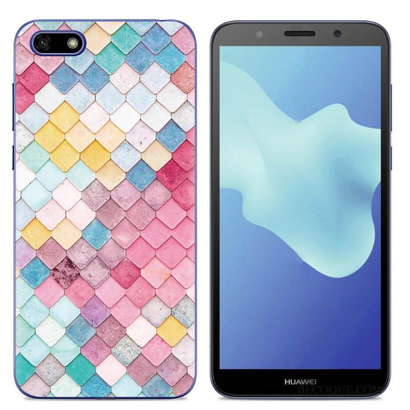 Kuori Huawei Y5 2018 Laukut Yksinkertainen Puhelimen Kuoret, Kotelo Huawei Y5 2018 Silikoni Jauhe Trendi
