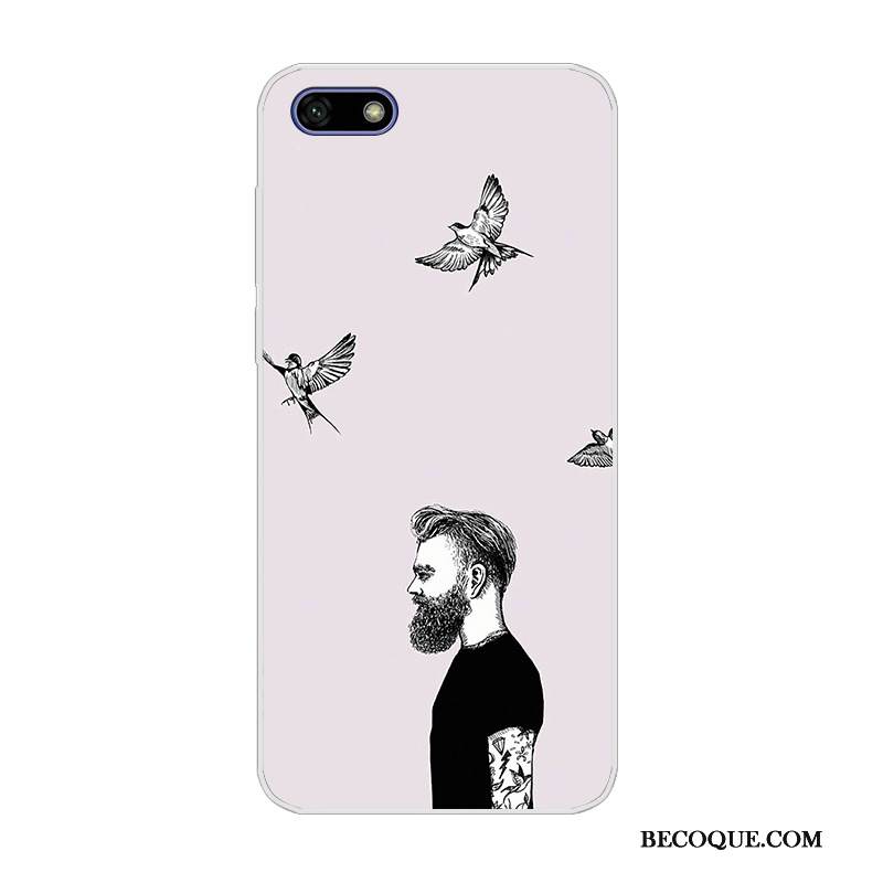 Kuori Huawei Y5 2018 Silikoni Murtumaton Valkoinen, Kotelo Huawei Y5 2018 Pehmeä Neste Puhelimen Kuoret