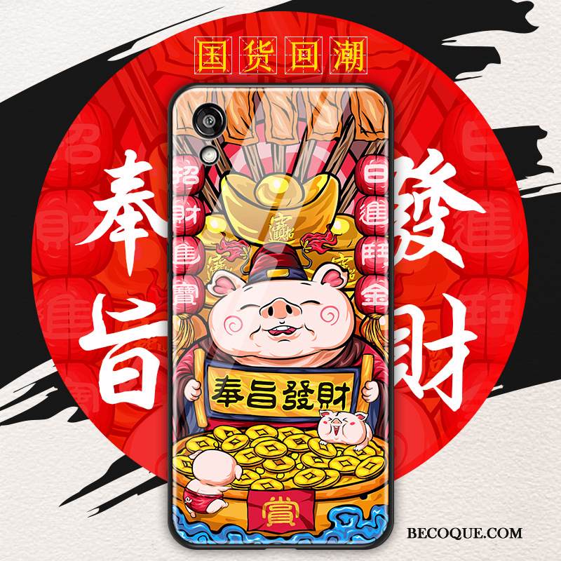 Kuori Huawei Y5 2019 Suojaus Punainen Rikkaus, Kotelo Huawei Y5 2019 Lasi Kiinalainen Tyyli