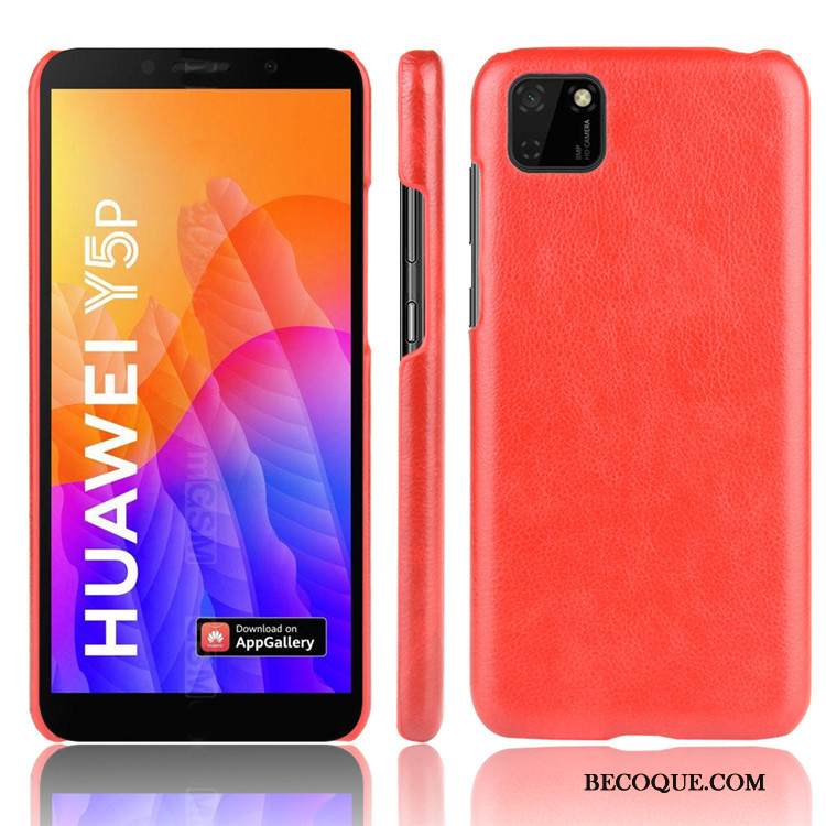 Kuori Huawei Y5p Nahka Kova Musta, Kotelo Huawei Y5p Suojaus Puhelimen Kuoret Litsi