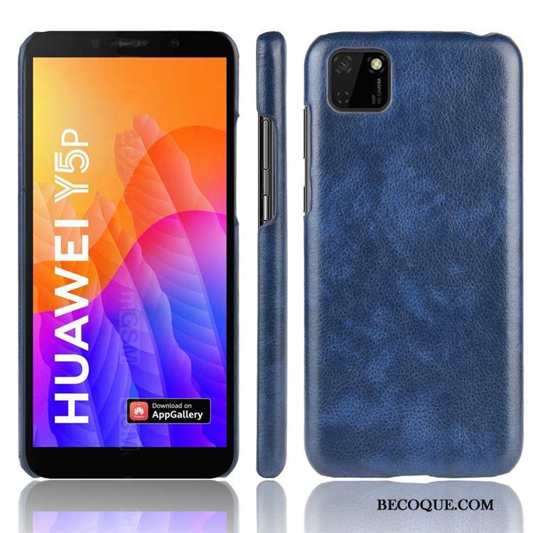Kuori Huawei Y5p Nahka Kova Musta, Kotelo Huawei Y5p Suojaus Puhelimen Kuoret Litsi