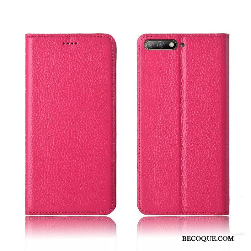 Kuori Huawei Y6 2018 Nahka Puhelimen Kuoret Musta, Kotelo Huawei Y6 2018 Suojaus Litsi Murtumaton