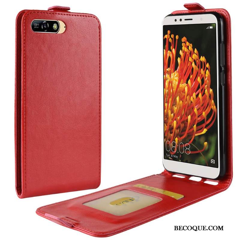 Kuori Huawei Y6 2018 Nahka Valkoinen Puhelimen Kuoret, Kotelo Huawei Y6 2018 Suojaus