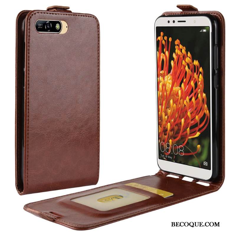 Kuori Huawei Y6 2018 Nahka Valkoinen Puhelimen Kuoret, Kotelo Huawei Y6 2018 Suojaus