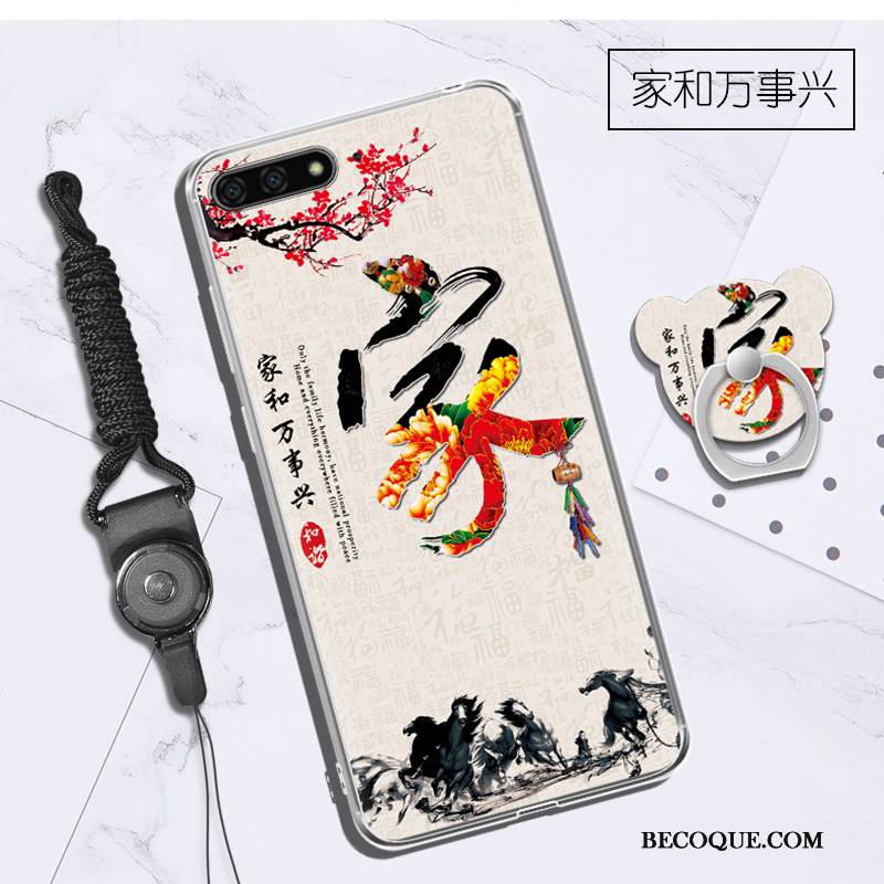 Kuori Huawei Y6 2018 Silikoni Puhelimen Kuoret Violetti, Kotelo Huawei Y6 2018 Ripustettava Kaula