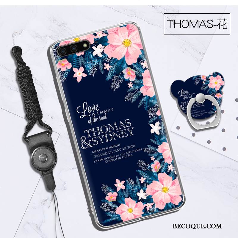 Kuori Huawei Y6 2018 Silikoni Puhelimen Kuoret Violetti, Kotelo Huawei Y6 2018 Ripustettava Kaula