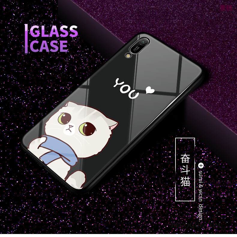 Kuori Huawei Y6 2019 Laukut Lasi Kani, Kotelo Huawei Y6 2019 Sarjakuva Kova Perhonen