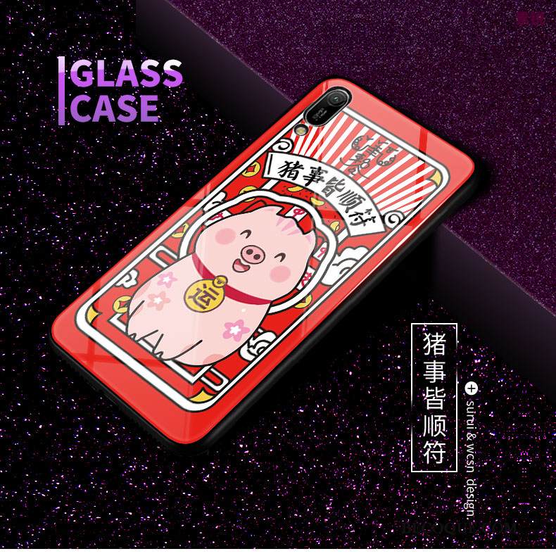 Kuori Huawei Y6 2019 Laukut Lasi Kani, Kotelo Huawei Y6 2019 Sarjakuva Kova Perhonen