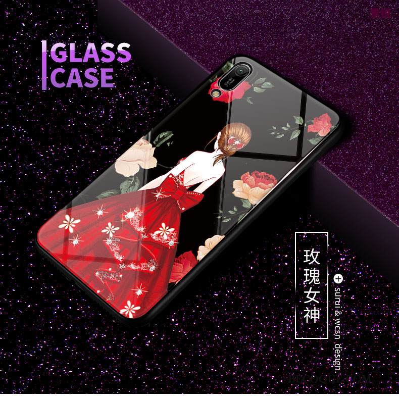 Kuori Huawei Y6 2019 Laukut Lasi Kani, Kotelo Huawei Y6 2019 Sarjakuva Kova Perhonen