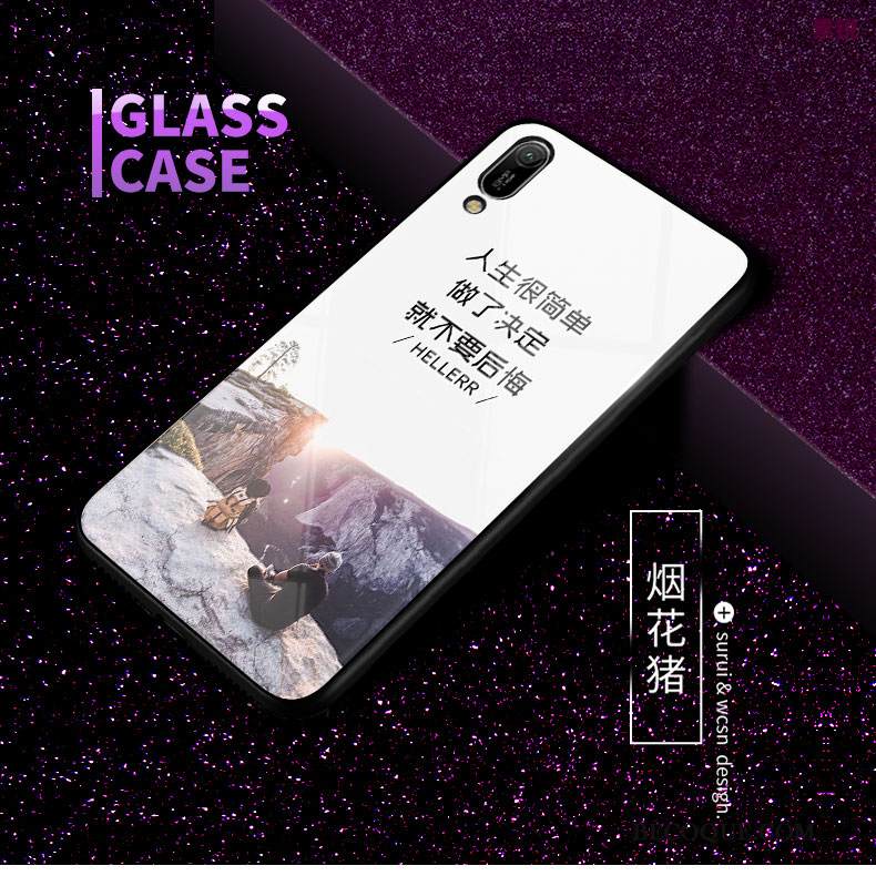 Kuori Huawei Y6 2019 Laukut Lasi Kani, Kotelo Huawei Y6 2019 Sarjakuva Kova Perhonen