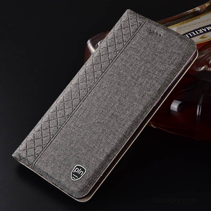 Kuori Huawei Y6 2019 Laukut Puhelimen Kuoret Pellava, Kotelo Huawei Y6 2019 Nahka Jauhe Ruudukko