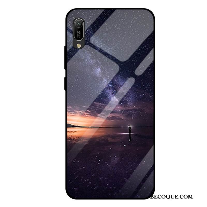 Kuori Huawei Y6 2019 Laukut Violetti Lasi, Kotelo Huawei Y6 2019 Tila Karkaisu Peili