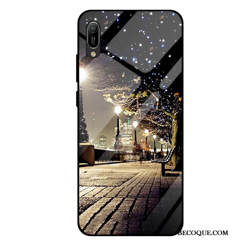 Kuori Huawei Y6 2019 Laukut Violetti Lasi, Kotelo Huawei Y6 2019 Tila Karkaisu Peili