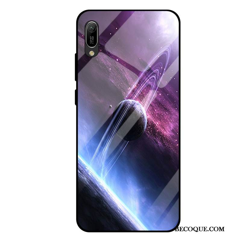 Kuori Huawei Y6 2019 Laukut Violetti Lasi, Kotelo Huawei Y6 2019 Tila Karkaisu Peili