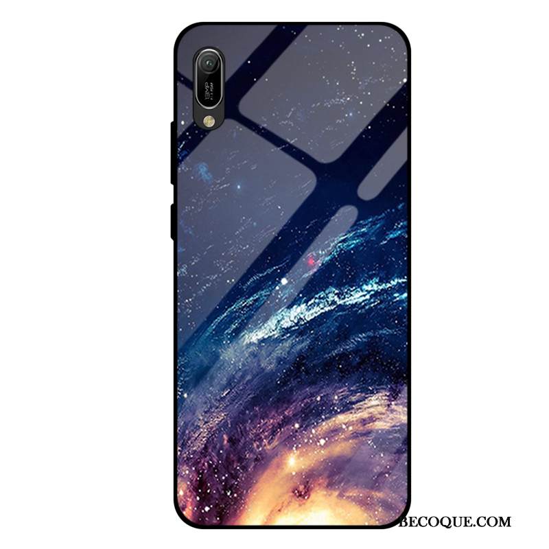 Kuori Huawei Y6 2019 Laukut Violetti Lasi, Kotelo Huawei Y6 2019 Tila Karkaisu Peili