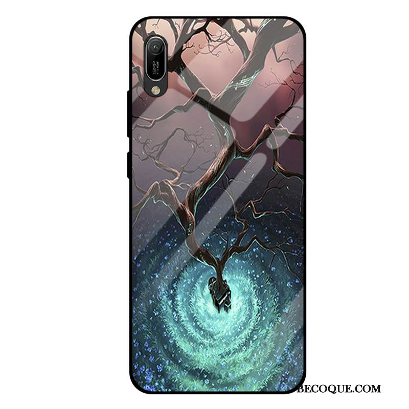 Kuori Huawei Y6 2019 Laukut Violetti Lasi, Kotelo Huawei Y6 2019 Tila Karkaisu Peili