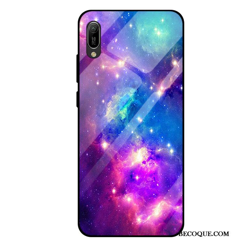 Kuori Huawei Y6 2019 Laukut Violetti Lasi, Kotelo Huawei Y6 2019 Tila Karkaisu Peili