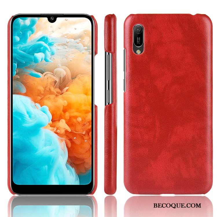 Kuori Huawei Y6 2019 Nahka Puhelimen Kuoret Litsi, Kotelo Huawei Y6 2019 Suojaus Kukkakuvio Kova