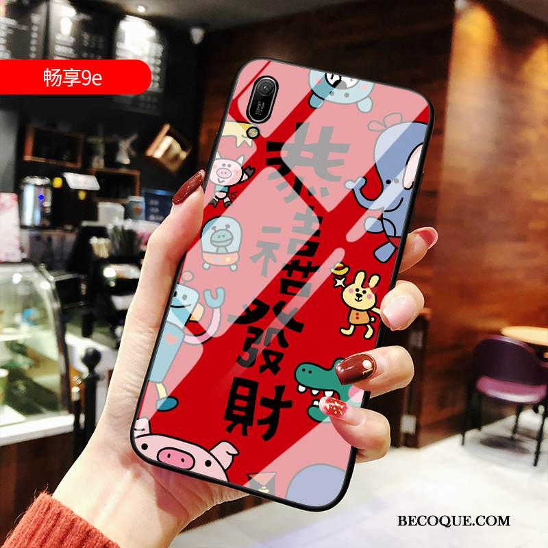 Kuori Huawei Y6 2019 Pehmeä Neste Muokata Lasi, Kotelo Huawei Y6 2019 Laukut Net Red Murtumaton