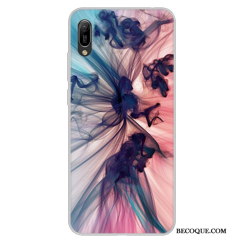 Kuori Huawei Y6 2019 Pehmeä Neste Murtumaton Puhelimen Kuoret, Kotelo Huawei Y6 2019 Silikoni Jauhe Valkoinen