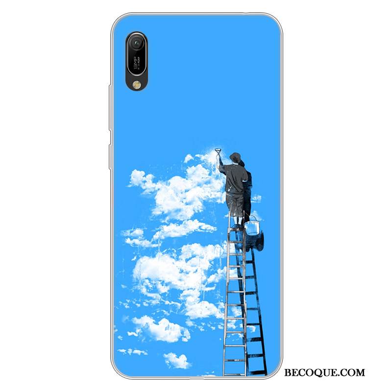 Kuori Huawei Y6 2019 Pehmeä Neste Murtumaton Puhelimen Kuoret, Kotelo Huawei Y6 2019 Silikoni Jauhe Valkoinen
