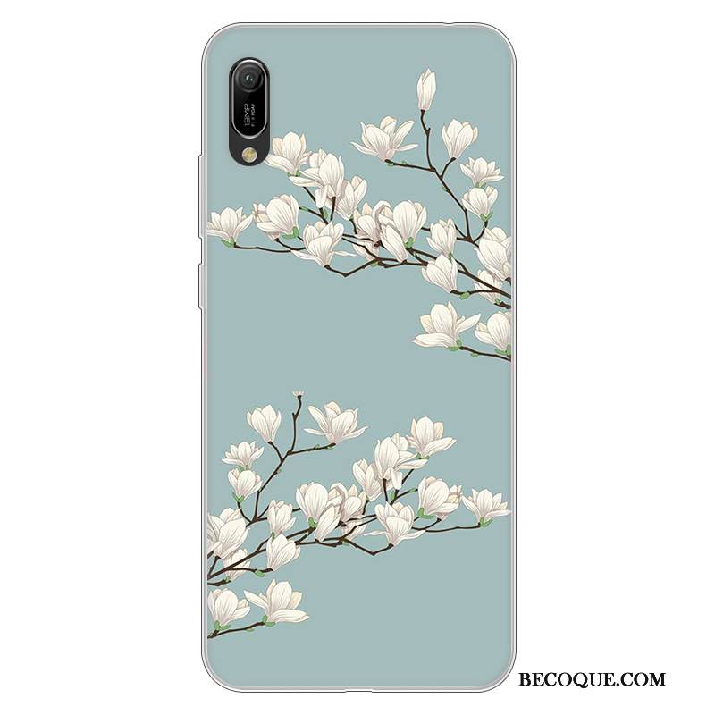 Kuori Huawei Y6 2019 Pehmeä Neste Murtumaton Puhelimen Kuoret, Kotelo Huawei Y6 2019 Silikoni Jauhe Valkoinen
