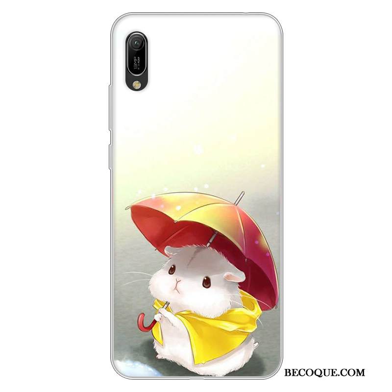Kuori Huawei Y6 2019 Pehmeä Neste Murtumaton Puhelimen Kuoret, Kotelo Huawei Y6 2019 Silikoni Jauhe Valkoinen