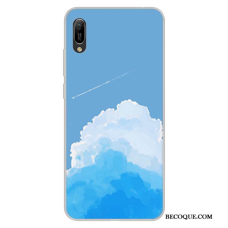 Kuori Huawei Y6 2019 Pehmeä Neste Murtumaton Puhelimen Kuoret, Kotelo Huawei Y6 2019 Silikoni Jauhe Valkoinen