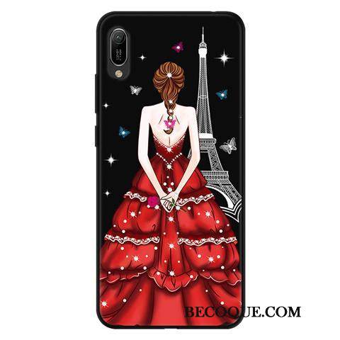 Kuori Huawei Y6 2019 Pehmeä Neste Puhelimen Kuoret Leimahtaa, Kotelo Huawei Y6 2019 Sarjakuva Pesty Suede Sideharso