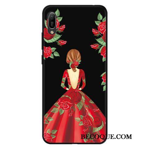 Kuori Huawei Y6 2019 Pehmeä Neste Puhelimen Kuoret Leimahtaa, Kotelo Huawei Y6 2019 Sarjakuva Pesty Suede Sideharso