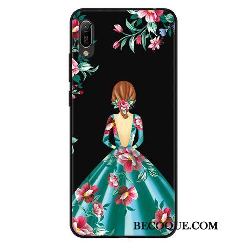 Kuori Huawei Y6 2019 Pehmeä Neste Puhelimen Kuoret Leimahtaa, Kotelo Huawei Y6 2019 Sarjakuva Pesty Suede Sideharso