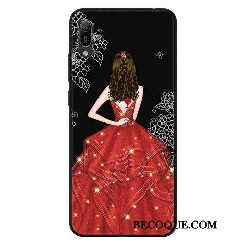 Kuori Huawei Y6 2019 Pehmeä Neste Puhelimen Kuoret Leimahtaa, Kotelo Huawei Y6 2019 Sarjakuva Pesty Suede Sideharso