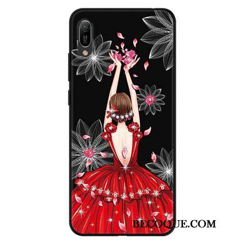 Kuori Huawei Y6 2019 Pehmeä Neste Puhelimen Kuoret Leimahtaa, Kotelo Huawei Y6 2019 Sarjakuva Pesty Suede Sideharso