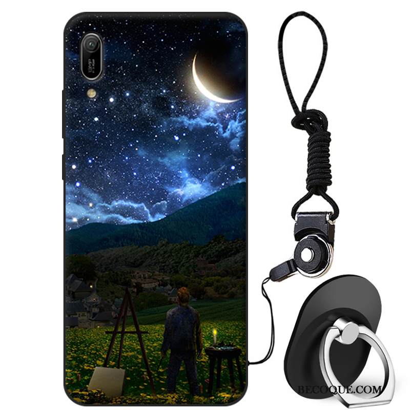 Kuori Huawei Y6 2019 Silikoni Persoonallisuus Murtumaton, Kotelo Huawei Y6 2019 Luova Sininen Puhelimen Kuoret