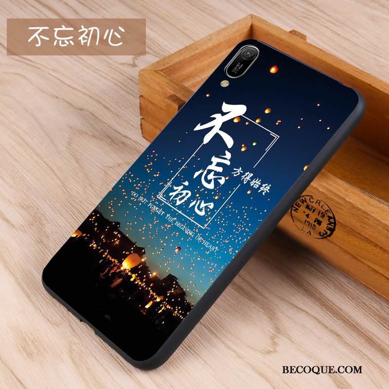 Kuori Huawei Y6 2019 Silikoni Tide-brändi Sininen, Kotelo Huawei Y6 2019 Pehmeä Neste Pesty Suede Murtumaton